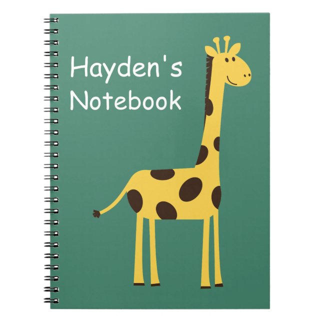 Cute Giraffe Personalised Green Anteckningsbok (Framsidan)