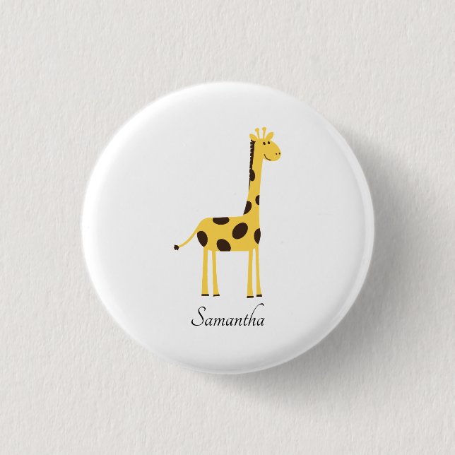 Cute Giraffe Personlig Knapp (Framsida)