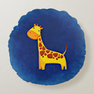 Cute Giraffe Polyester Round Dekorativ kudde (16 t