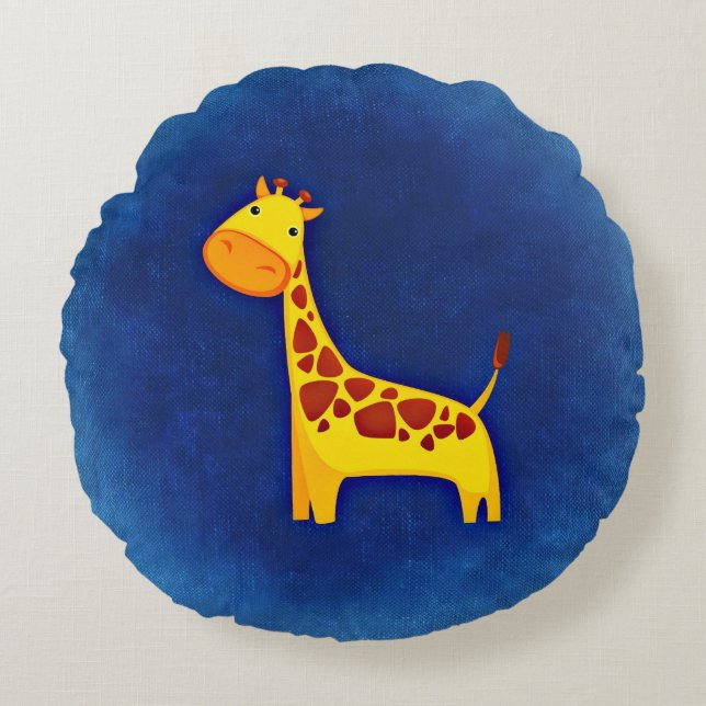 Cute Giraffe Polyester Round Dekorativ kudde (16 t (Framsidan)