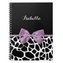 Cute Giraffe Print Lavender Lila Bow med Namn
