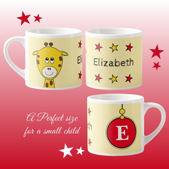 Cute giraffe red-gult med stjärnor för barn espressomugg (Skapare uppladdad)