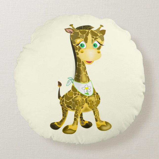 Cute Giraffe Round Pillow Rund Kudde (Framsidan)