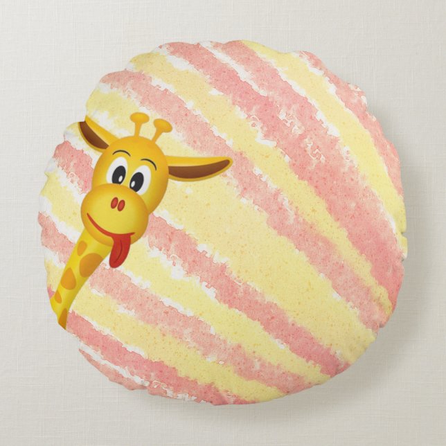 Cute Giraffe Rund Kudde (Framsidan)