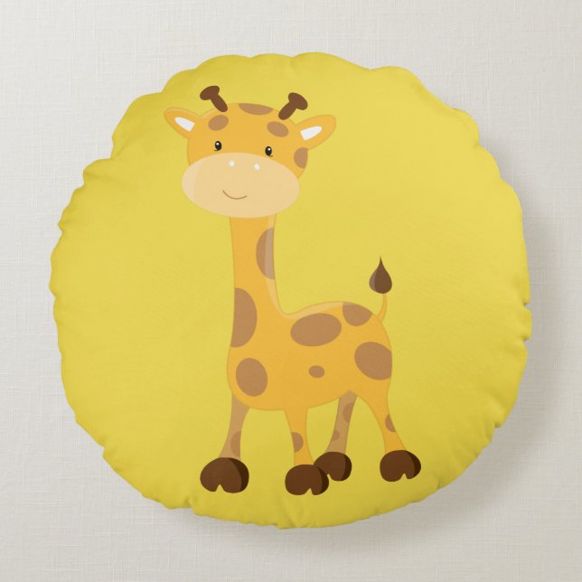 Cute Giraffe Rund Kudde (Framsidan)
