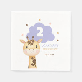 Cute Giraffe Safari Animal Kids Birthday Pappersservett
