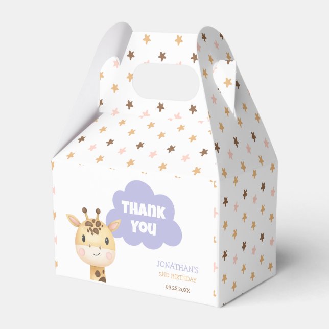 Cute Giraffe Safari Animal Kids Birthday Presentaskar (Framsidan Sidan)