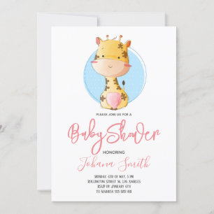 Cute Giraffe Safari Baby Shower-inbjudan Inbjudningar
