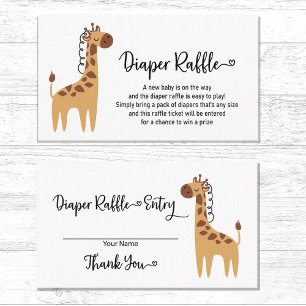 Cute Giraffe Safari Diaper Raffle Baby Shower Tilläggskort