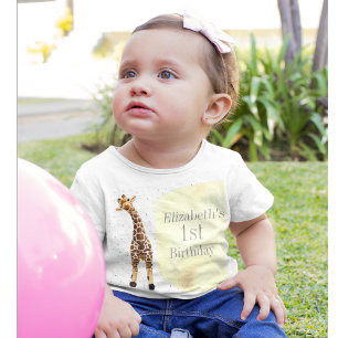 Cute Giraffe Safari Vild Gult 1:a födelsedagen Par T Shirt