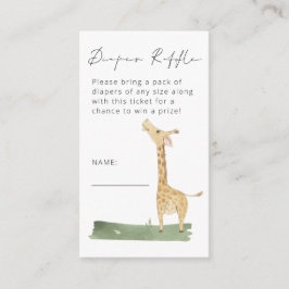 Cute Giraffe Script Diaper Raffle Baby Shower Tilläggskort