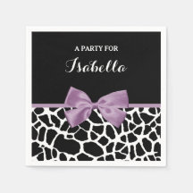 Cute Giraffe Skriv ut Lavender Lila Bow med Namn