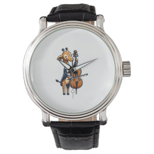 Cute Giraffe spelar Cello Giraffes Musician Music Armbandsur