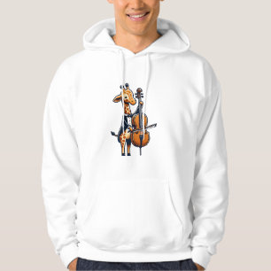 Cute Giraffe spelar Cello Giraffes Musician Music Hoodie