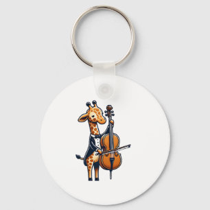 Cute Giraffe spelar Cello Giraffes Musician Music Nyckelring