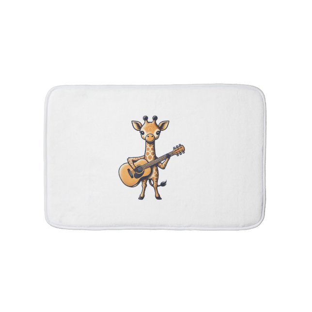 Cute Giraffe spelar Guitar Giraffes Musician Musi Badrumsmatta (Framsidan)