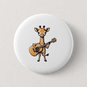 Cute Giraffe spelar Guitar Giraffes Musician Musi Knapp