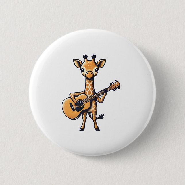 Cute Giraffe spelar Guitar Giraffes Musician Musi Knapp (Framsida)