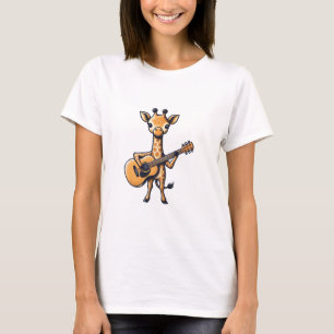 Cute Giraffe spelar Guitar Giraffes Musician Musi T Shirt