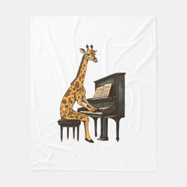 Cute Giraffe spelar Piano Giraffes Musician Music Fleecefilt (Framsidan)