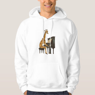 Cute Giraffe spelar Piano Giraffes Musician Music Hoodie