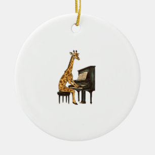 Cute Giraffe spelar Piano Giraffes Musician Music Julgransprydnad Keramik