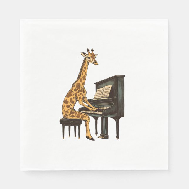 Cute Giraffe spelar Piano Giraffes Musician Music Pappersservett (Framsidan)