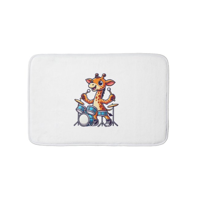 Cute Giraffe spelar ut Drums Giraffes Drummer Musi Badrumsmatta (Framsidan)