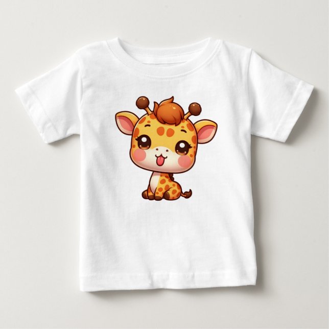 Cute Giraffe Stickar Tunga T Shirt (Framsida)