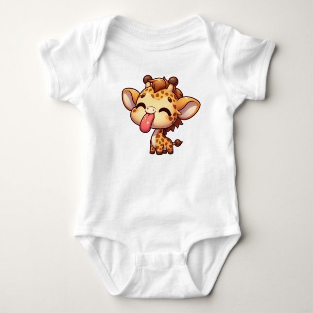Cute Giraffe Stickar Tunga T Shirt (Framsida)