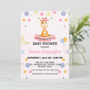 Cute giraffe-stjärnballonger, babydusch party-barn inbjudningar