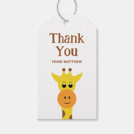 Cute giraffe. Tack för Safari Zoo-födelsedag Presentetikett