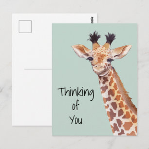 Cute Giraffe tänker på dig Vykort