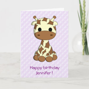 Cute giraffe tecknad anpassade barns födelsedag kort