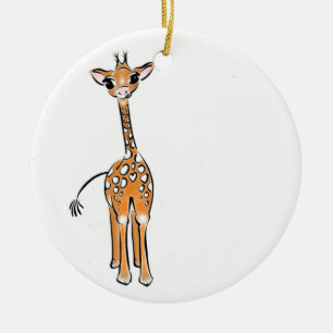 Cute giraffe teckning julgransprydnad keramik