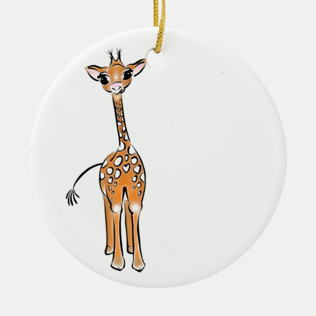 Cute giraffe teckning julgransprydnad keramik (Framsidan)