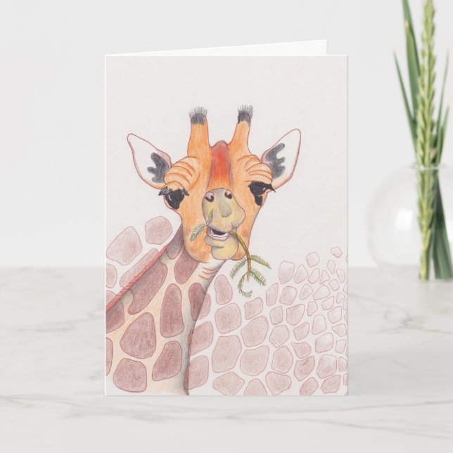 Cute Giraffe teckning Kort (Framsida)