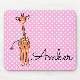Cute giraffe teckning safari animals polka dots musmatta