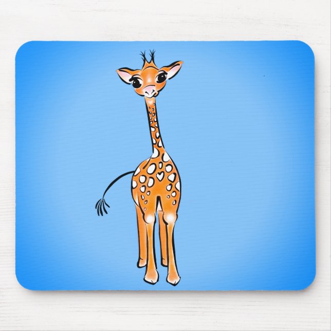 Cute Giraffe teckning safari (blått) Musmatta (Framsidan)