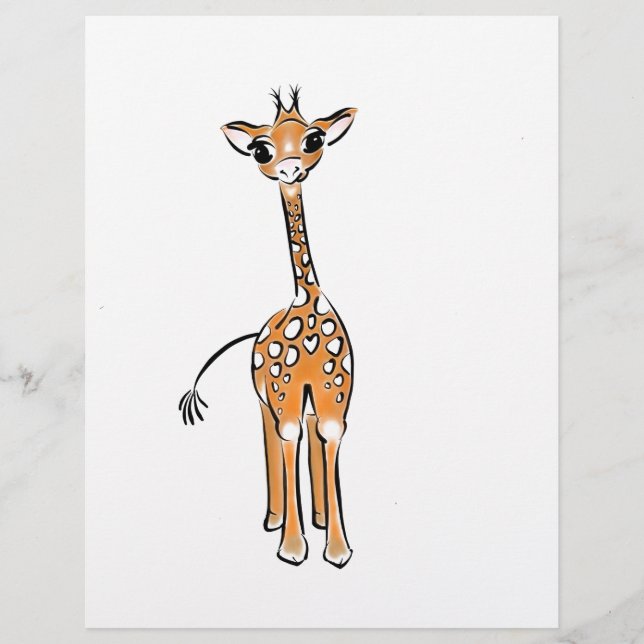 Cute Giraffe teckning, safari-djur (Framsida)