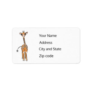 Cute Giraffe teckning, safari-djur Adressetikett