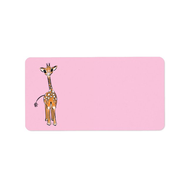 Cute giraffe teckning, safari-djur adressetikett (Framsidan)