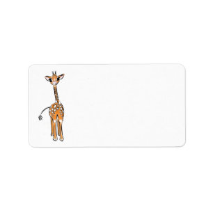 Cute Giraffe teckning, safari-djur Adressetikett