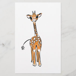 Cute Giraffe teckning, safari-djur Brevpapper