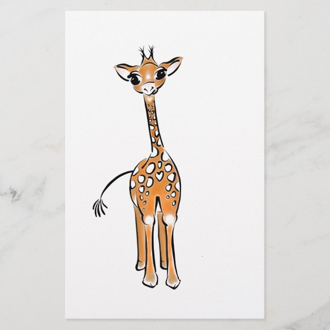 Cute Giraffe teckning, safari-djur Brevpapper (Framsida)
