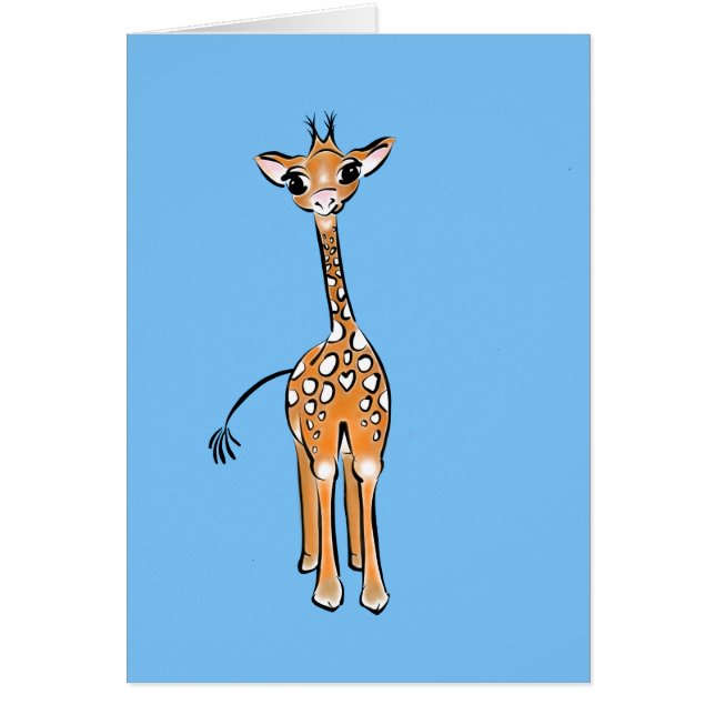 Cute Giraffe teckning, safari-djur Hälsningskort (Framsidan)