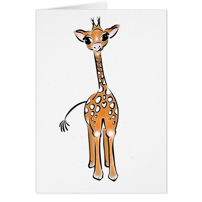 Cute Giraffe teckning, safari-djur Hälsningskort (Framsidan)