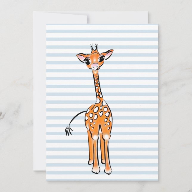 Cute giraffe teckning, safari-djur inbjudningar (Framsida)