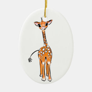 Cute Giraffe teckning, safari-djur Julgransprydnad Keramik