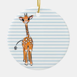 Cute giraffe teckning, safari-djur julgransprydnad keramik
